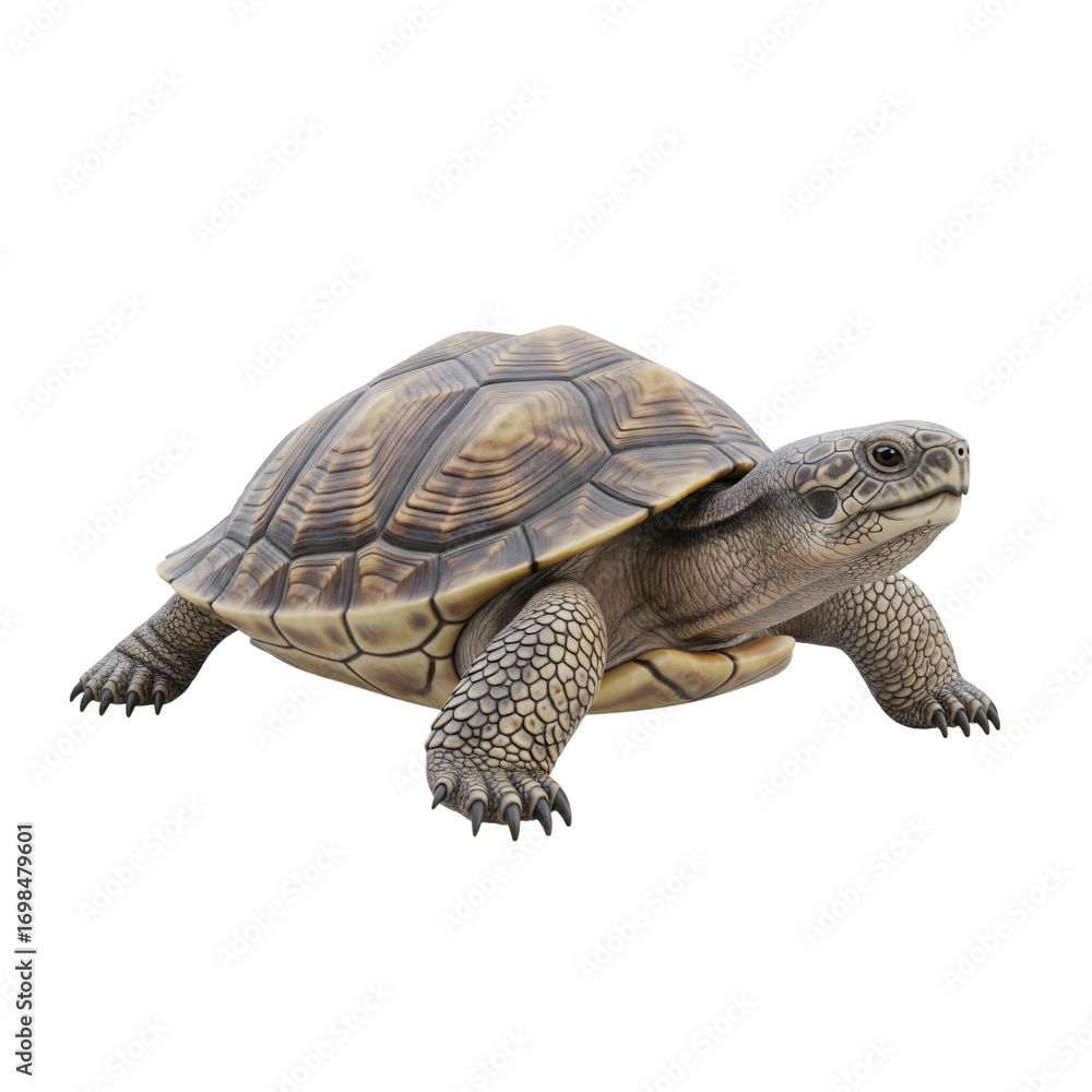 Fototapeta premium Realistic 3D Render of a Desert Tortoise on Black turtle reptile isolated on a transparent background