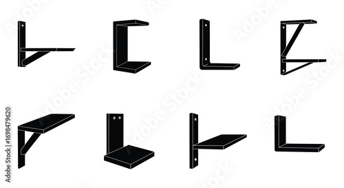various metal brackets designs for shelves and supports