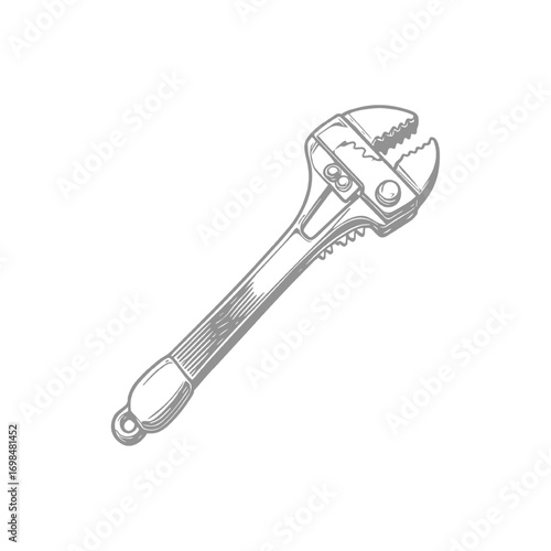 Adjustable wrench illustration for plumbing, construction, or repair