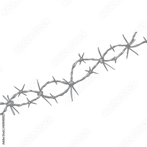 Barbed Wire Illustration Dual Strands with Sharp Spikes