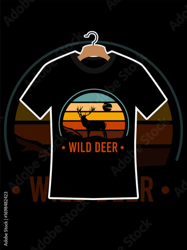 Wild Deer Retro Vintage T Shirt Design