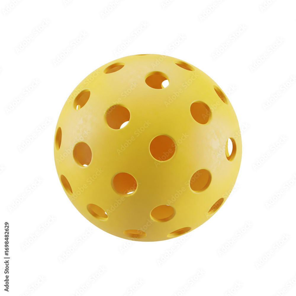 Fototapeta premium Yellow Pickleball Ball with Holes on Black Background sport game isolated on a transparent background