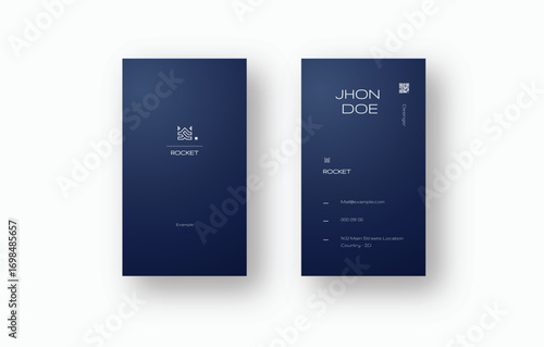 Elegant Navy Vertical Business Card with QR Code