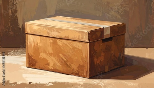 A stylized cardboard box