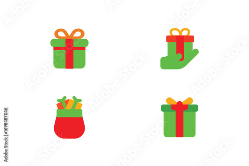 Four flat design gift boxes a gift bag with presents vector