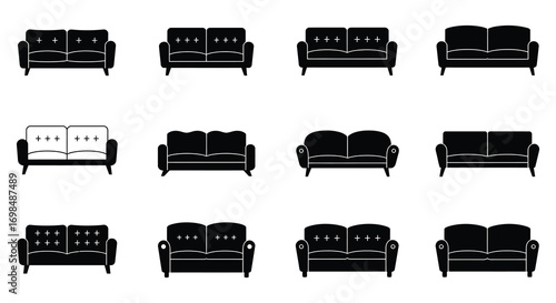 various sofa designs displayed in a grid layout