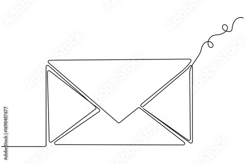 Envelope continuous one line drawing and minimalist style isolate outline