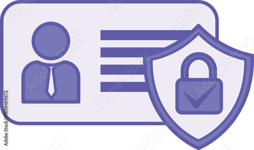 Colored Data Privacy Icon. Vector Illustration. User, Shield, and Padlock. Access to Information Only by Authorized Users and Protect it from Unauthorized Disclosure. Information Technology Concept