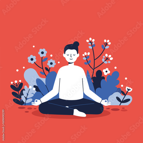 Meditating person in nature