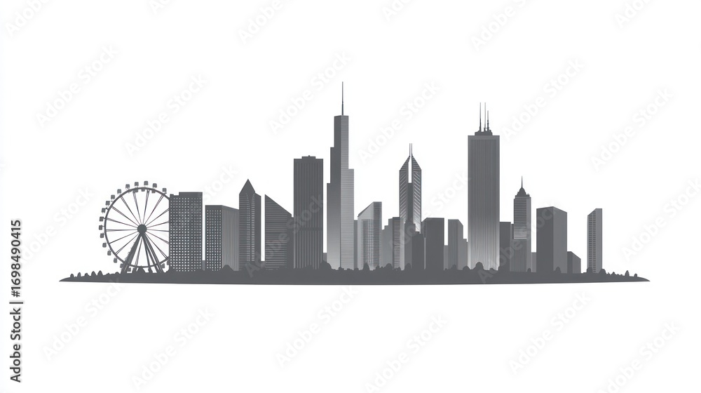 Naklejka premium Cityscape silhouette skyline view