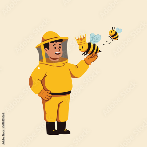 Beekeeper Holding Queen Bee