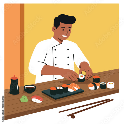 Preparing sushi