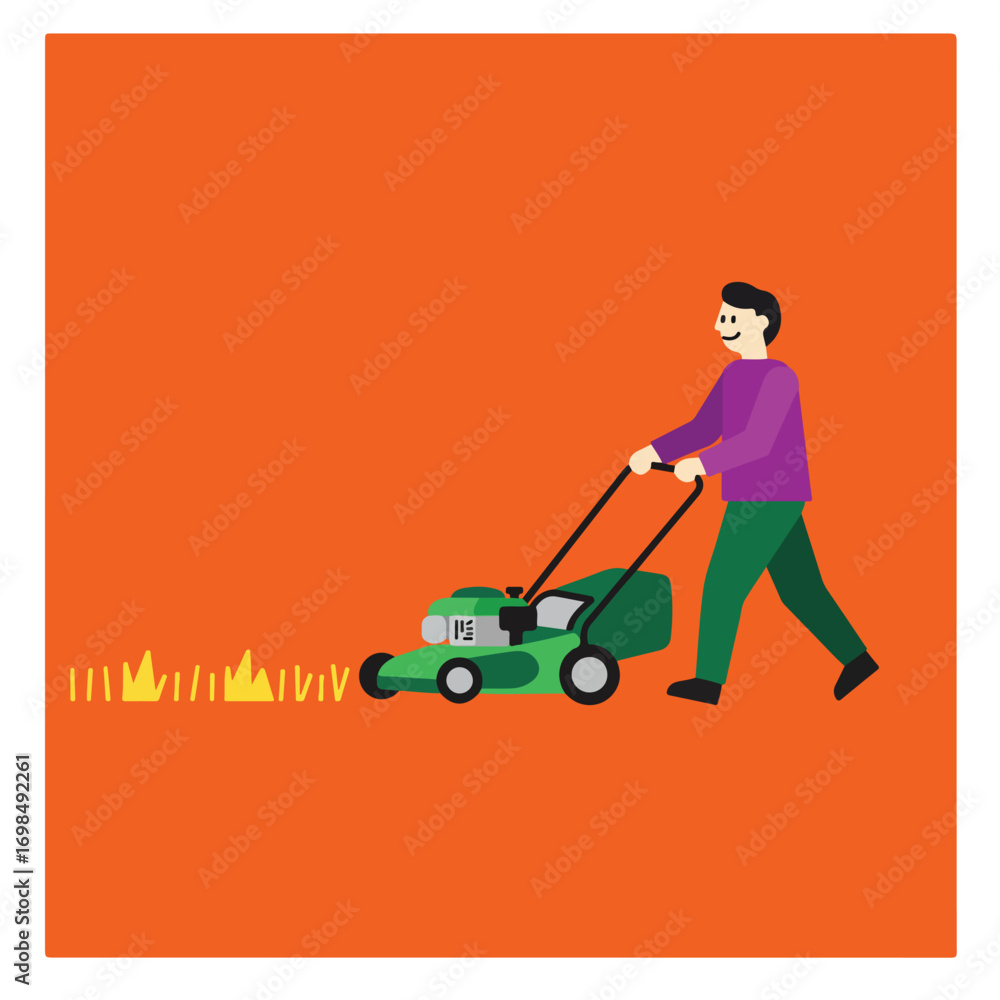 Fototapeta premium Mowing the lawn