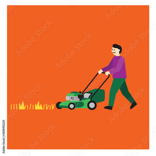 Mowing the lawn