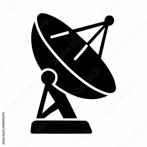 Satellite dish icon vector with antenna and communication technology elements