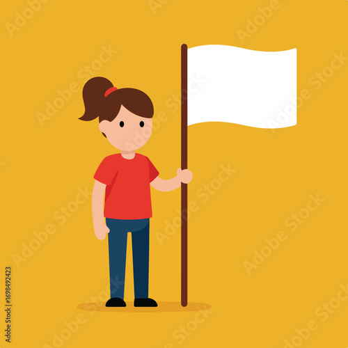 Woman holds flag