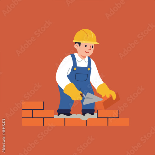 Bricklayer hard at work