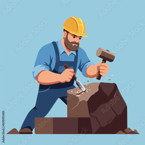 Stone carver at work