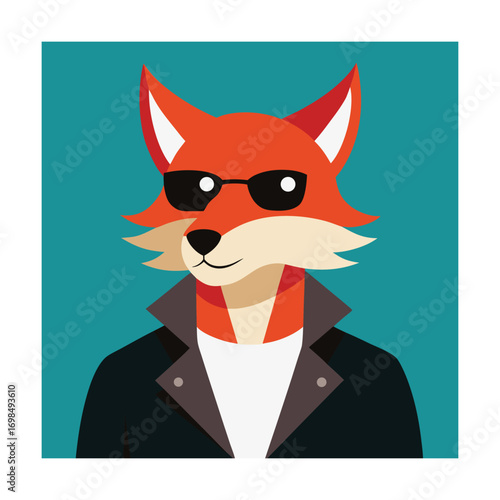 Cool Fox Wearing Sunglasses and Jacket animal anthropomorphic