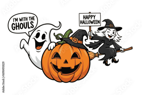 Funny Halloween Shirt Design SVG – Happy Halloween Vector with Pumpkin, Witch, Ghost, Spooky Elements and Humorous Halloween T-Shirt Quotes for Cricut and Silhouette Cutting Machines
