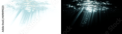 Tableau sur toile Realistic underwater sunlight beams with caustic light patterns