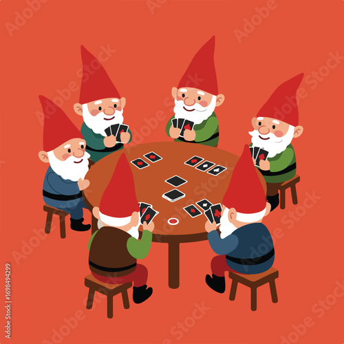 Gnomes playing cards