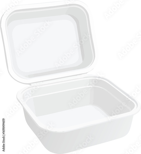white open styrofoam food container isolated on transparent background