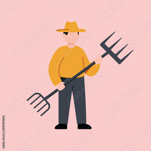 Cartoon farmer with fork