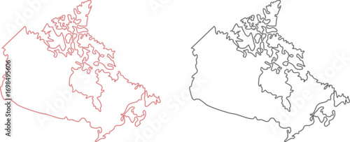 Set map in two colors outline on a black background of the Canada. Map of Canada. Borders of the Canada.
