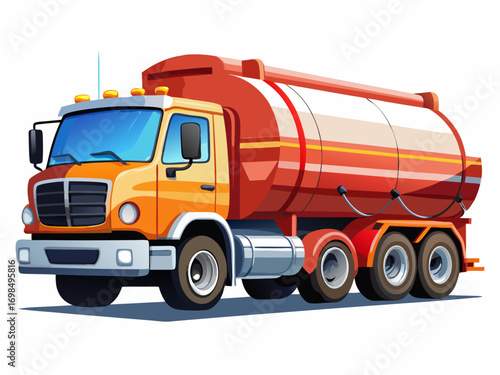 A high-quality vector illustration of a fuel tanker truck, isolated on a white background
