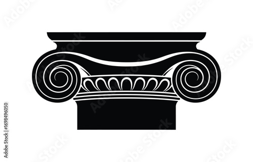 Ionic Column Capital Icon – Classical Architecture Vector with Volutes and Decorative Details
