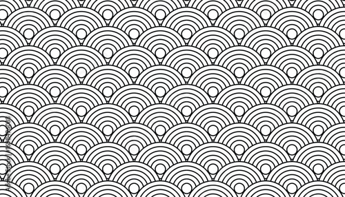 Seamless Japanese Seigaiha wave pattern vector, traditional oriental scallop ocean background design.