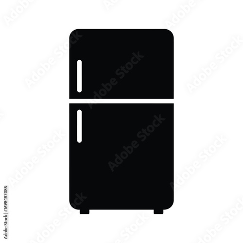 Refrigerator Silhouette Icon – Minimalist Kitchen Appliance Vector for Food Storage and Home Design Concepts
