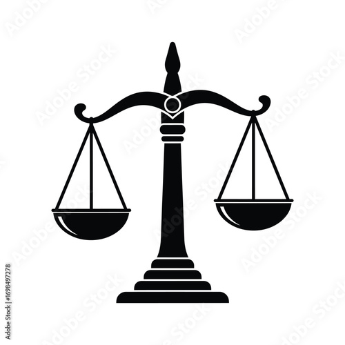 Justice Scale Silhouette Icon – Legal Balance Symbol for Law, Fairness, and Court Concepts