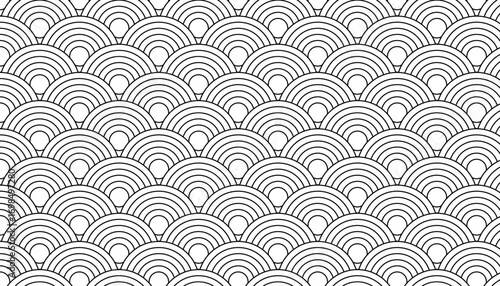 Seamless Japanese Seigaiha ocean waves vector pattern, traditional asian geometric background.