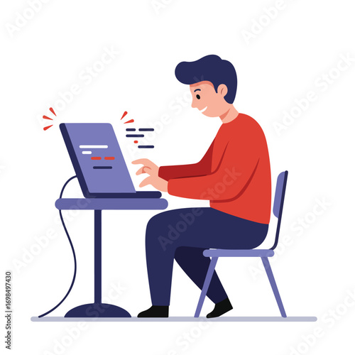 Man coding at laptop