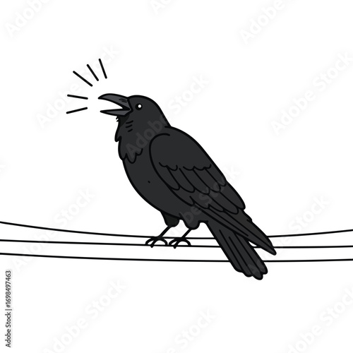 Croaking crow perched