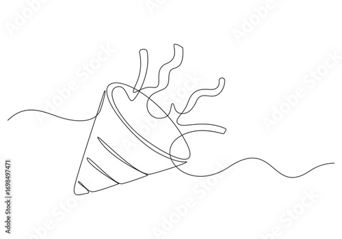 Party Popper Celebration Line Art, Party Popper icon Continuous one line art,1