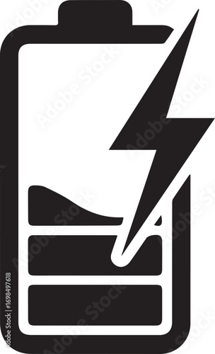 battery charging icon with energy level bars, electric power recharge and mobile device symbol vector on transparent background png
