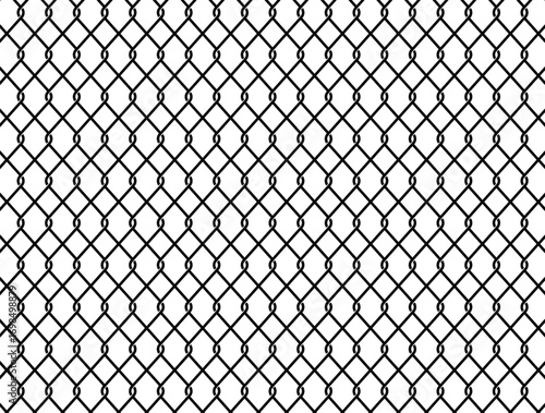Seamless steel wire chain link fence lattice vector pattern, metal mesh grid background.
