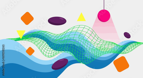 Abstract Colorful Flowing Shapes Design.