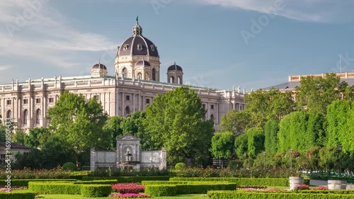 Vienna Austria time lapse city skyline at Volksgarten (Volks Garden)