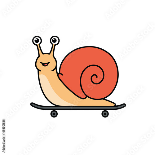 Snail rides skateboard