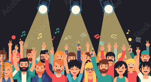 Excited Crowd at a Concert Enjoying Live Music.