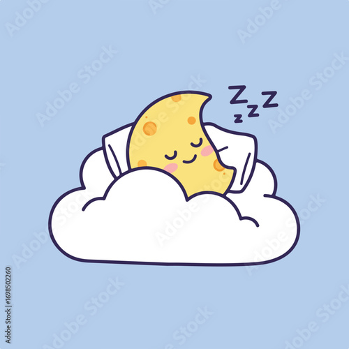 Moon sleeps on a cloud