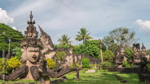 Vientiane Laos time lapse at Buddha Park Xieng Khuan