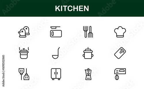 Minimal kitchen icons for cooking, food, and dining projects. Perfect for professional use in apps, websites, and branding with clean and premium visuals.