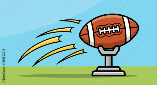 Ready for kickoff - American football on a tee.