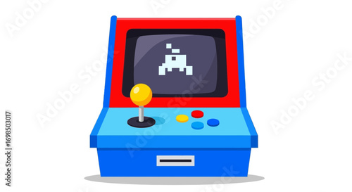 Retro Arcade Game Machine with Joystick and Buttons.