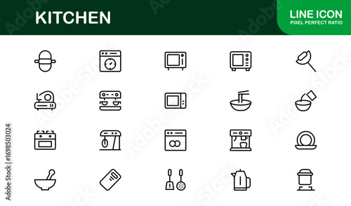 Flat kitchen icons for culinary and recipe projects. Perfect for branding, apps, and presentations with premium, clean, and versatile cooking visuals.